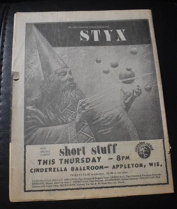 Styx concert ad 1974 rock and roll newspaper vintage - Picture 1 of 4