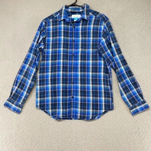 Columbia Shirt Mens Small Plaid Button Down Long Sleeve Blue Lightweight Stretch - Picture 1 of 12