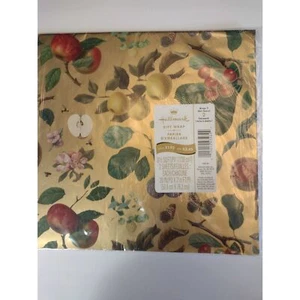 Vintage Geschenkpapier Geschenkpapier Punze Metallic Gold Botanische Früchte Schmetterling - Bild 1 von 5