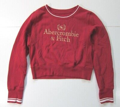 Abercrombie & Fitch Red Gold Soft Cotton Crop Long Sleeve Sweatshirt Women M • 24.99€