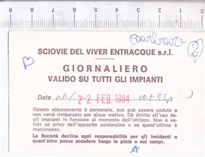 SCIOVIE DEL VIVER ENTRACQUE cuneo 1984 giornaliero ticket skipass - G057 - Imagen 1 de 1