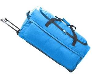 28" Large Rollin Duffle Bag Adjustable Suitcase Sports Luggage Blue Trolley NEW - Picture 1 of 7