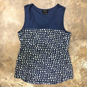 Barneys New York Silk Tank Top Blue Print Sleeveless Modal S - Picture 1 of 7