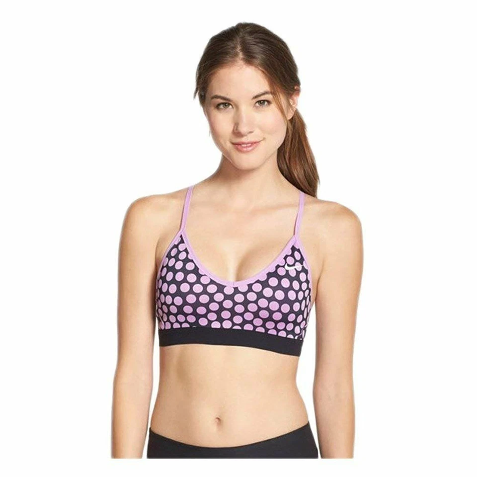 Sujetador deportivo Nike para mujer Pro estampado de puntos bajo impacto púrpura medio Foto 1 de 1