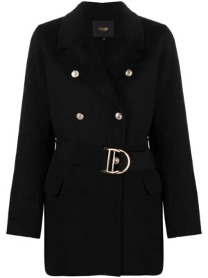 Nuevo Abrigo de Lana MAJE Geovial Cinturón Doble Pecho en Negro Talla 40/L $595 Foto 1 de 4