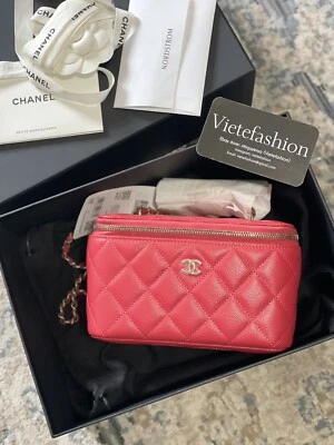 全新带盒香奈儿红色鱼子酱梳妆斜挎包 — 第 1/4 张图片