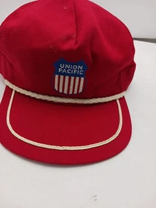 VTG Union Pacific Red Corduroy Snapback Trucker Hat Made In USA - Picture 1 of 5