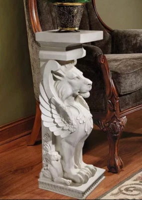 Mítico León Estatua Columna Planta Soporte Pedestal Piedra Imitación Escultura 30 pulgadas Foto 1 de 4