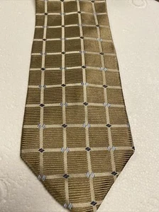 GRANT THOMAS MADE IN USA Silk Tie Men's NWOT Necktie GOLD W/Hint Of Light Blue - Picture 1 of 3