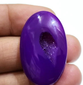 Natural Window Druzy Agate Oval Cabochon 47 Crt Loose Gemstone For Jewelry - Picture 1 of 5