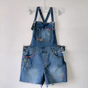 Cat & Jack Girls Blue Ultimate Stretch Denim Shortall Overall Corto Size XL - Picture 1 of 6