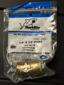 New SharkBite 3/4 x 3/4 MNPT Male Adapter 818083 PUSH FIT PUSH TO CONNECT - Picture 1 of 1
