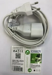 Schwaiger Verlängerungskabel Verlängerung Euro Stecker, 2 m, weiß Stromkabel - Bild 1 von 5