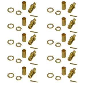 Paquete de 10 conectores de engarce hembra RP SMA - CLF200 fácil de usar - Imagen 1 de 6