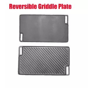 46CM Non Stick Cast Iron Griddle Pan Skillet Cooking Plate Hob Stove BBQ Grill - Picture 1 of 9