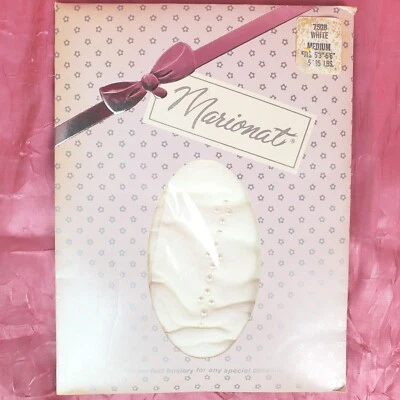 VINTAGE Marionat Nylon Panty Hose White Pearl Decor 1960S MOD NOS Sz M y2k - Изображение 1 из 4