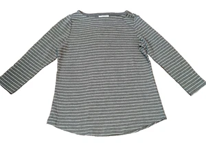Charter Club Women's Petite Striped Top, Gray, PS 3/4 Sleeve - Picture 1 of 4