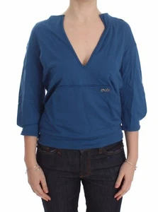 EXTE Pullover blau Baumwolle Oberteil Pulli tiefer V-Ausschnitt Damen IT40/US S UVP 220 $ - Bild 1 von 9