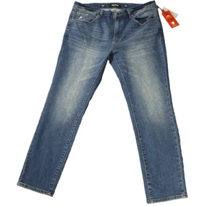 Pantalones de mezclilla MBX ajustados rectos elásticos de fábrica-distress lookout azul lavado 36/30 - Imagen 1 de 24