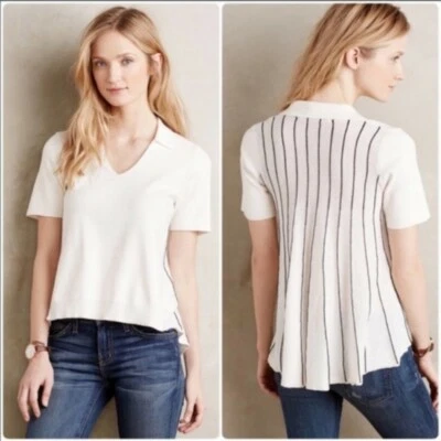 Top Anthropologie Tejido y Anudado Talla M Somerset Tejido Alto Bajo Cola Larga Foto 1 de 4