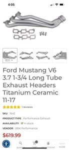 Cabezal Mustang-V6 BBK Performance 1642 para Ford Mustang 2011-2017 3,7 L-V6 - Imagen 1 de 5