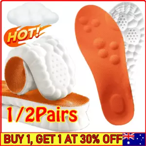 1/2Pairs 4D CLOUD TECHNOLOGY Insole Hiking Trainer Inner Sole Inserts Breathable - Picture 1 of 9