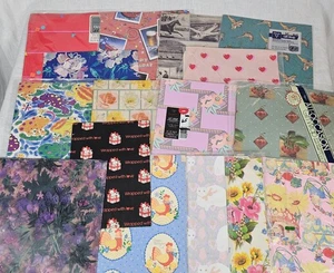 Lot of 15 Vintage Wrapping Paper Sheets Flowers Cherries Mushrooms Birds Retro - Picture 1 of 8
