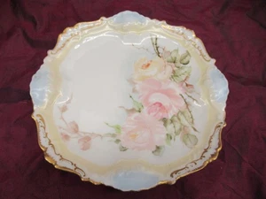 Antico piatto ciotola bordo smerlato Limoges Alfred Lanternier Francia ROSE - Foto 1 di 7