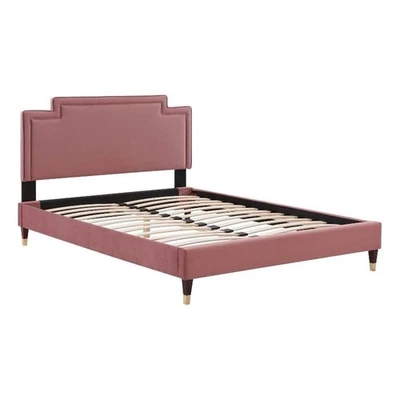 Cama King Modway Liva Estilo Moderno Performance Veludo Rosa Poeira - Imagem 1 de 4
