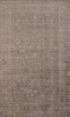 Gray Transitional Silk Carpet Handmade Oushak Style Area Rug 6x8 Ft Bedroom Rug - Image 1 of 4