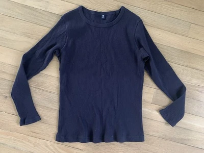 Uniqlo Girls Navy Crewneck Long Sleeve Top size 8 NEW - Image 1 of 4