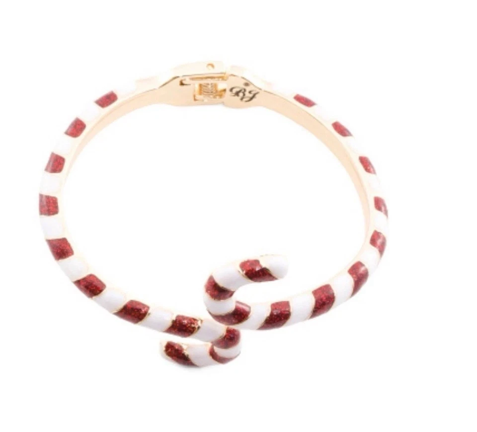 NUEVO Brazalete Brazalete Bisagra Bypass Bastón Caramelo Vacaciones Betsey Johnson Navidad Foto 1 de 2