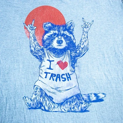 Raccoon Rocker Sun I Love Trash Gray T-Shirt 2XL - Image 1 of 3