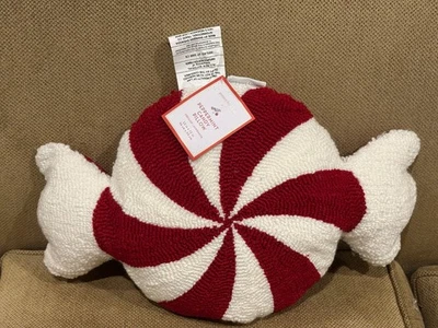 Pottery Barn Kids Peppermint Twist Candy Shaped Holiday Pillow New w/tags - Image 1 of 4