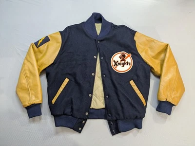 New York Knights The Natural Varsity Jacket Quilt Lined Ebbets Roy Hobbs M-L - Image 1 of 4