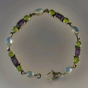 Pulsera Tenis Nicky Butler NB Plata Esterlina AMATISTA PERIDOTO PIEDRA LUNAR - Imagen 1 de 4