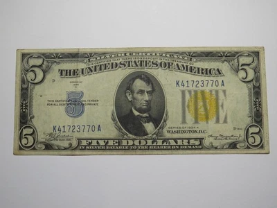 $5 1934 North Africa Silver Certificate WWII Emergency Issue Currency Note VF - Image 1 of 2