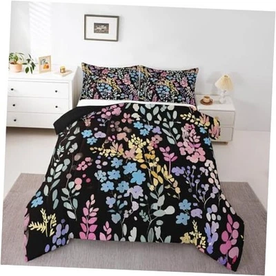  Цветной цветок комплект постельного белья для девочек мальчиков детей, милый Rainbow Twin черный синий - Изображение 1 из 4