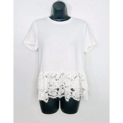 Camisa Kate Spade New York Pequeña Blanca Top Encaje Coqueta Femenina Informal Coqueta Foto 1 de 4