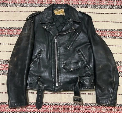 复古 Schott Perfecto 仿旧皮革夹克,尺寸 44 — 第 1/4 张图片