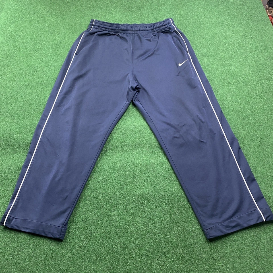 Vintage Nike Track Pants Mens 2XL Navy Blue Y2K Swoosh Baggy Wide Legs Bottoms - Image 1 of 4