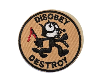 Felix Disobey Destroy Anarchy Cat Embroidered Iron On Patch - Image 1 of 4