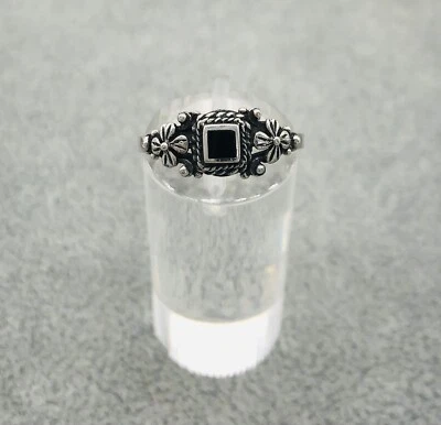 925 Anello IN Argento con Onice Piastra, Donna, Gr.57, Ottimo Stato - Immagine 1 di 2