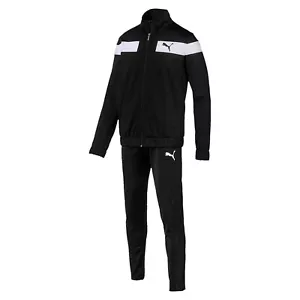 Puma Techstripe Tricot Mens Fitness Training Sports Tracksuit Set Black White L - Picture 1 of 12