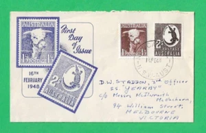 AUSTRALIA ~ FDI BULL & ABORIGINAL ART FIRST DAY COVER ~ 16th FEB 1948 - Picture 1 of 2