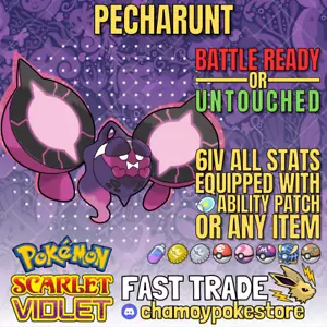 PECHARUNT 6IV UNTOUCHED OR BATTLE READY⚡ INDIGO DISK ⚡ Pokemon Scarlet & Violet - Picture 1 of 19