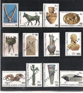 CYPRUS 1983 DEFINITIVE STAMPS SURCHARGE IN CENT SET of 12V. Opt. SPECIMEN MNH - Picture 1 of 1