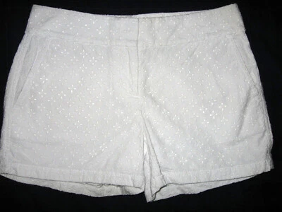 VINEYARD VINES EYELET SHORTS SZ 0 x 4" BRIGHT WHITE ALL COTTON LINED MINT USED - Image 1 of 4