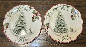 Better Homes & Gardens HERITAGE WINTER FOREST Salatteller Weihnachtsbaum HASE - Bild 1 von 12