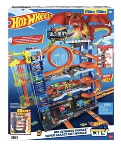 Hot Wheels City Toy Car Track Set Ultimate Garage con 2 coches de juguete fundidos a presión y 4 - Imagen 1 de 2